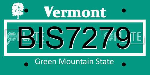BIS7279 Vermont License Plate