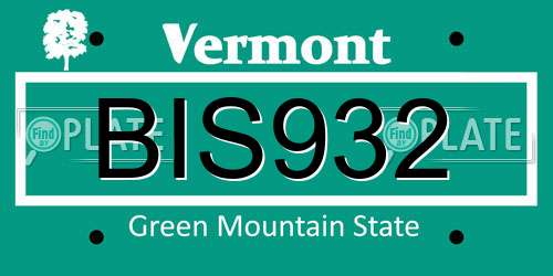 BIS932 Vermont License Plate
