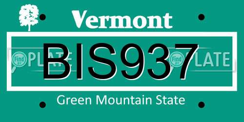BIS937 Vermont License Plate