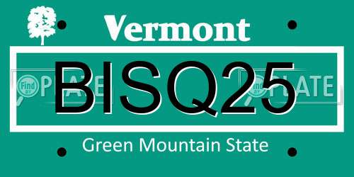 BISQ25 Vermont License Plate