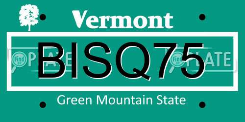 BISQ75 Vermont License Plate