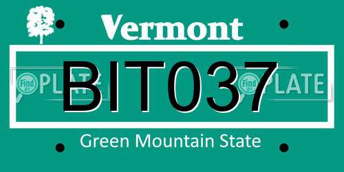 BIT037 Vermont License Plate