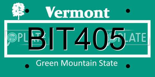 BIT405 Vermont License Plate