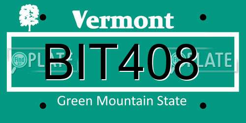 BIT408 Vermont License Plate