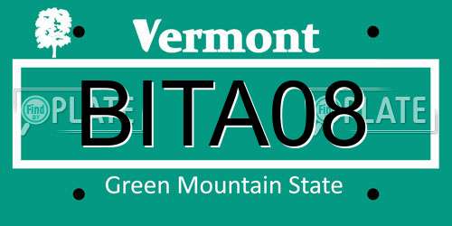 BITA08 Vermont License Plate