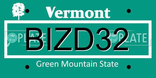 BIZD32 Vermont License Plate