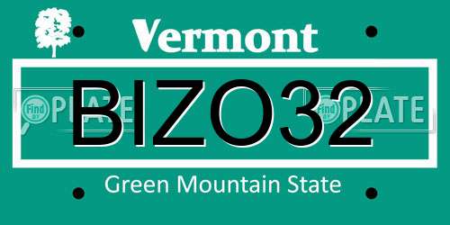 BIZO32 Vermont License Plate