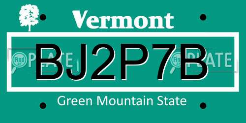 BJ2P7B Vermont License Plate