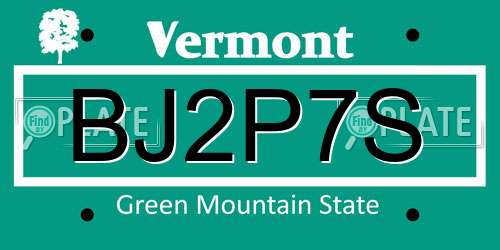 BJ2P7S Vermont License Plate