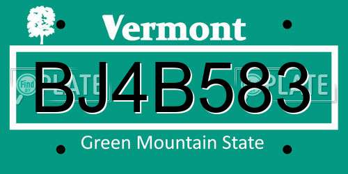 BJ4B583 Vermont License Plate