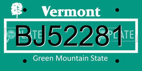 BJ52281 Vermont License Plate