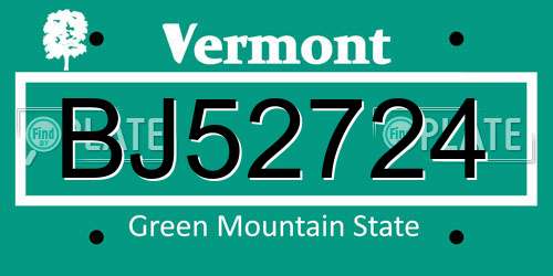 BJ52724 Vermont License Plate