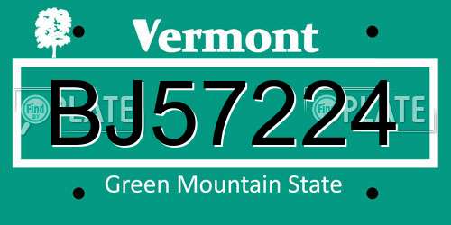 BJ57224 Vermont License Plate
