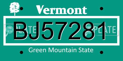 BJ57281 Vermont License Plate