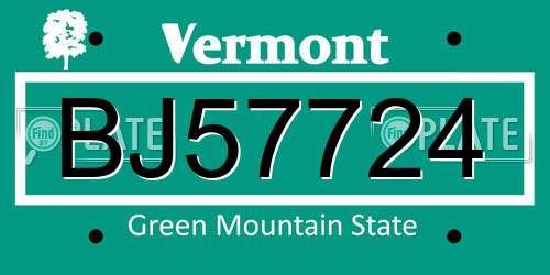 BJ57724 Vermont License Plate