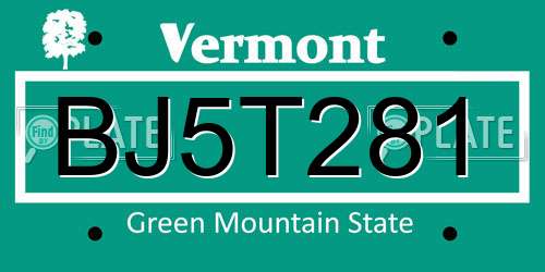 BJ5T281 Vermont License Plate