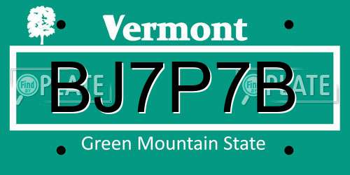 BJ7P7B Vermont License Plate