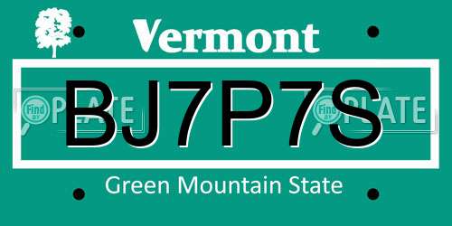 BJ7P7S Vermont License Plate