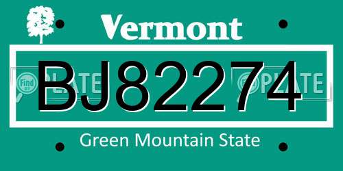 BJ82274 Vermont License Plate