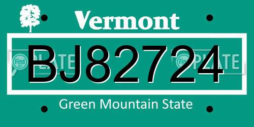 BJ82724 Vermont License Plate