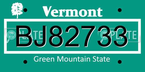 BJ82733 Vermont License Plate