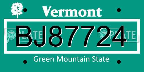 BJ87724 Vermont License Plate