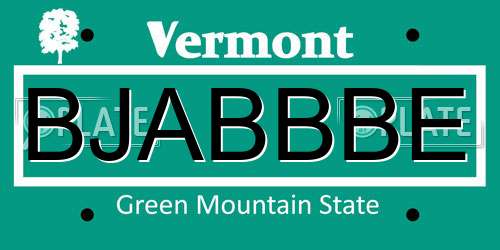 BJABBBE Vermont License Plate