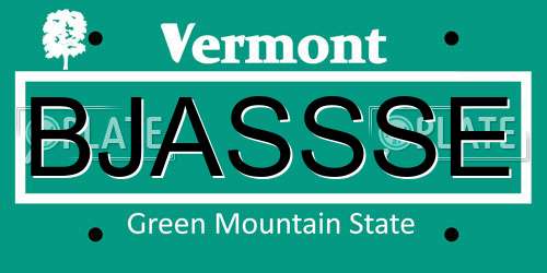 BJASSSE Vermont License Plate