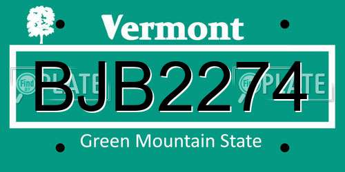 BJB2274 Vermont License Plate