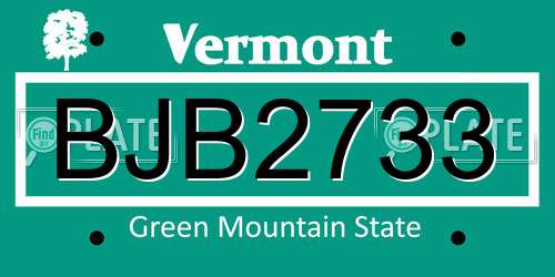 BJB2733 Vermont License Plate