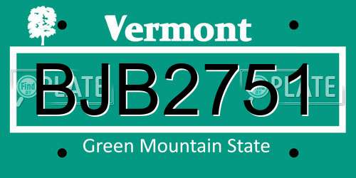BJB2751 Vermont License Plate
