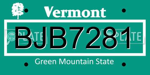 BJB7281 Vermont License Plate