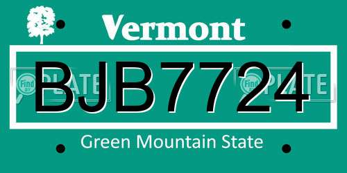 BJB7724 Vermont License Plate