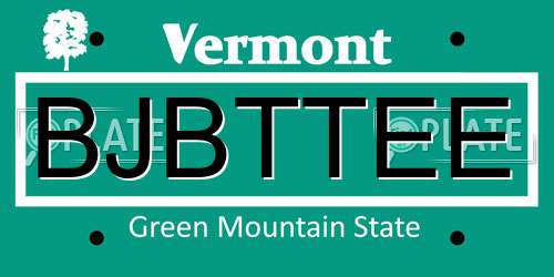 BJBTTEE Vermont License Plate