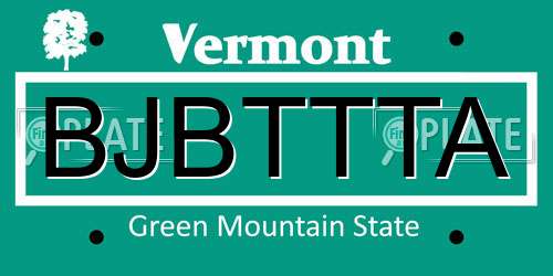 BJBTTTA Vermont License Plate
