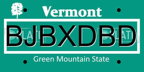 BJBXDBD Vermont License Plate