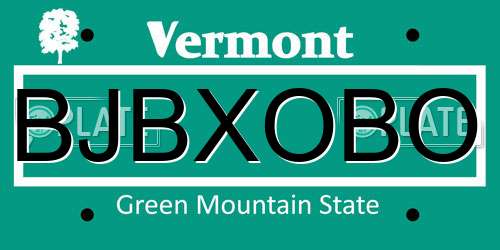 BJBXOBO Vermont License Plate