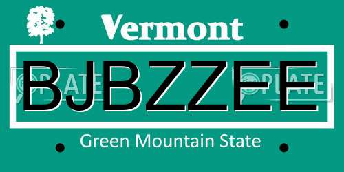 BJBZZEE Vermont License Plate