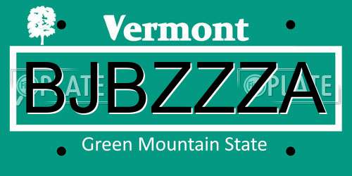 BJBZZZA Vermont License Plate
