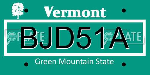 BJD51A Vermont License Plate