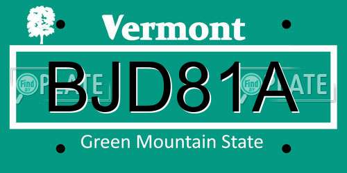 BJD81A Vermont License Plate