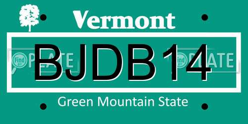BJDB14 Vermont License Plate