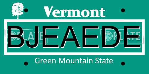 BJEAEDE Vermont License Plate