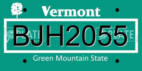 BJH2055 Vermont License Plate