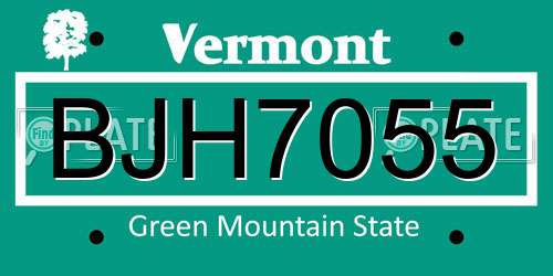 BJH7055 Vermont License Plate