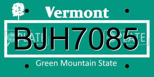 BJH7085 Vermont License Plate