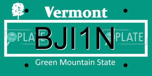BJI1N Vermont License Plate