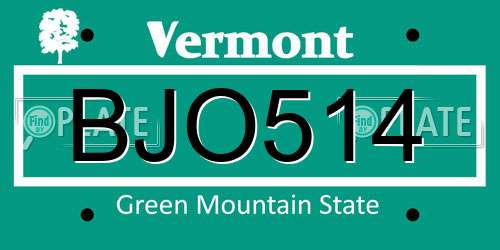 BJO514 Vermont License Plate