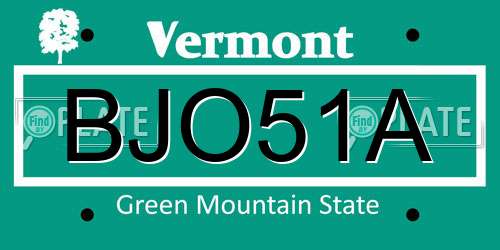 BJO51A Vermont License Plate