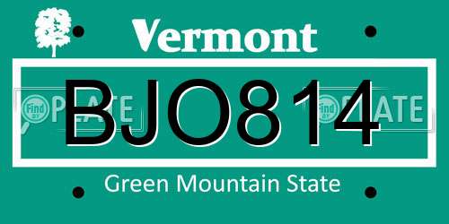 BJO814 Vermont License Plate